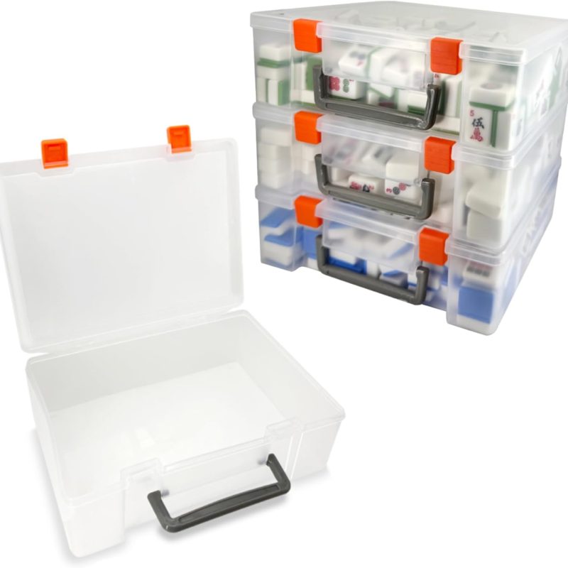 CIGOCIVI Portable Storage Box with Handle. Carrying Case for Amerian Mahjong tiles. Toys. Tools. Crafts. Legos. blocks and makeup. Durable Stackable Plastic Bin. 10x 7.5 x 3.2 inches : Home & Kitchen