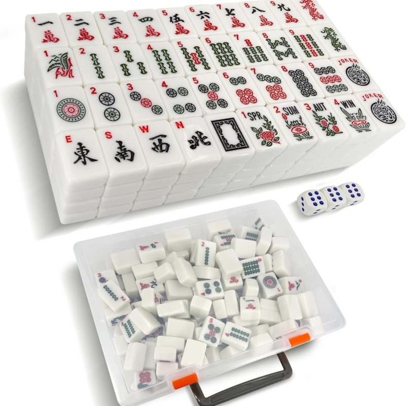 CIGOCIVI 166 American Mahjong Tiles with Storage Box 3 Dice. 1.2 American Mahjong Tiles with Storage Case (White) : Toys & Games